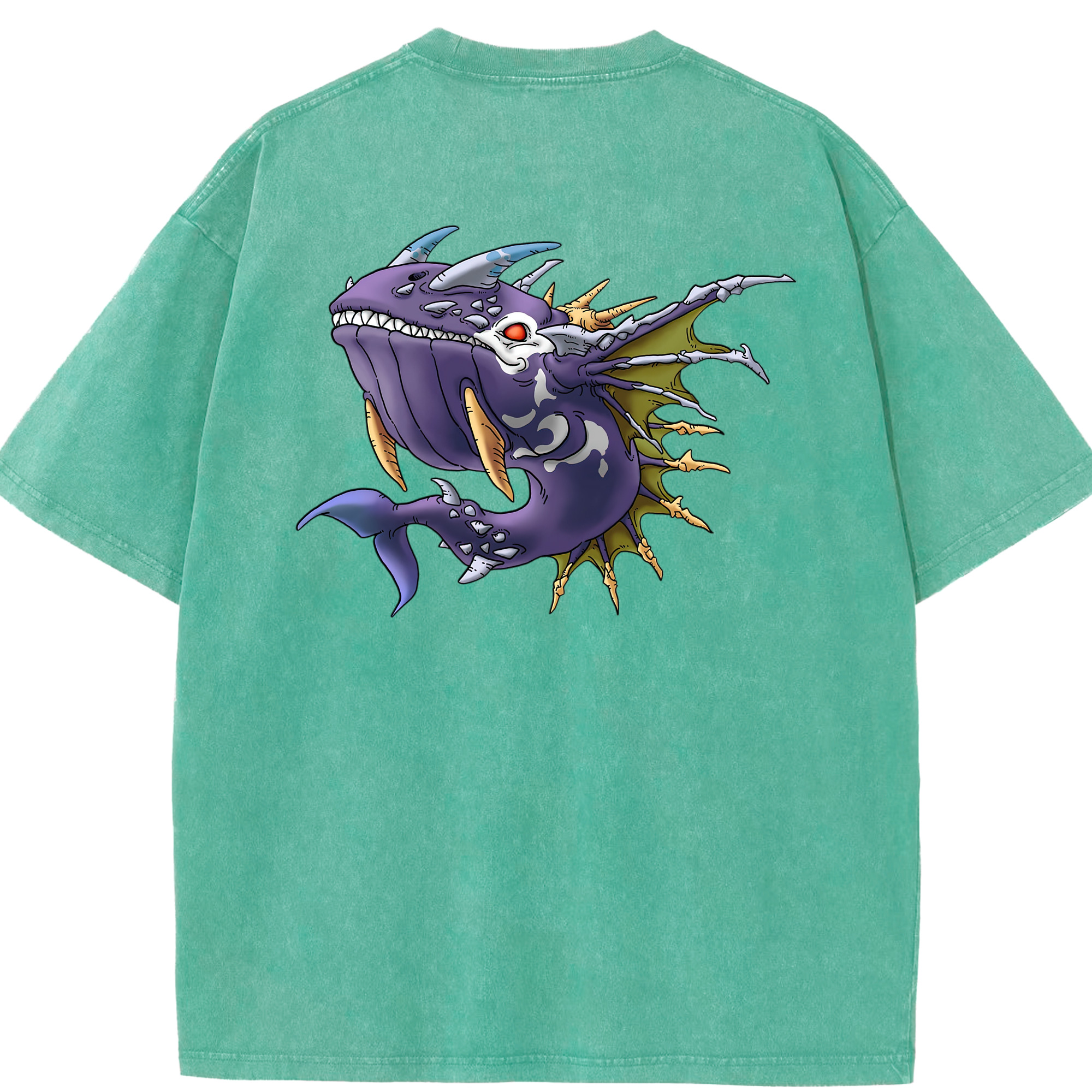 （画像用） ドラゴンクエスト Doragon Kuesuto Dragon Quest 綿100% ヴィンテージ風 半袖Tシャツ（背面プリント）